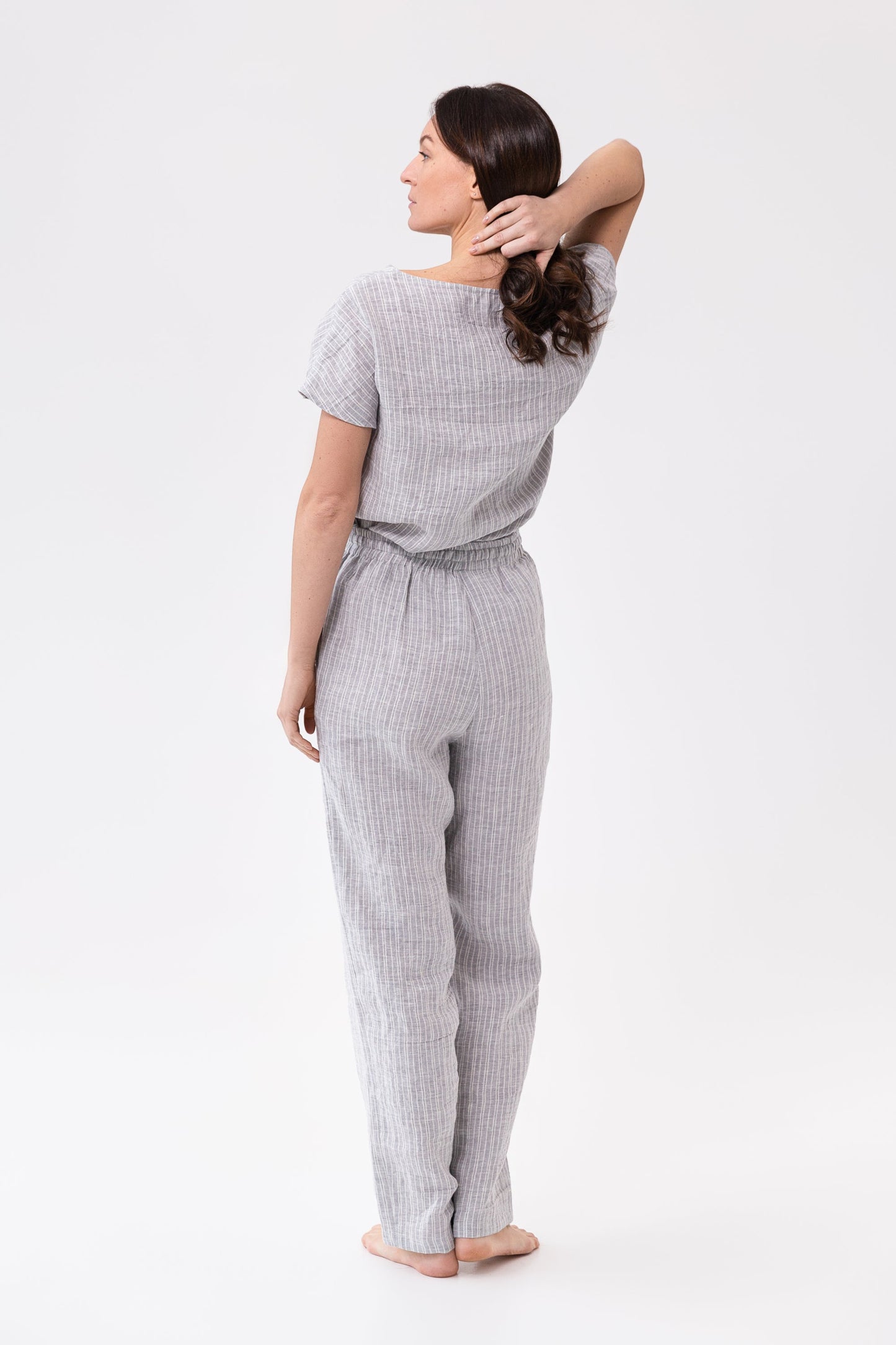 Pellavainen pyjama/oloasu-setti - jään sininen