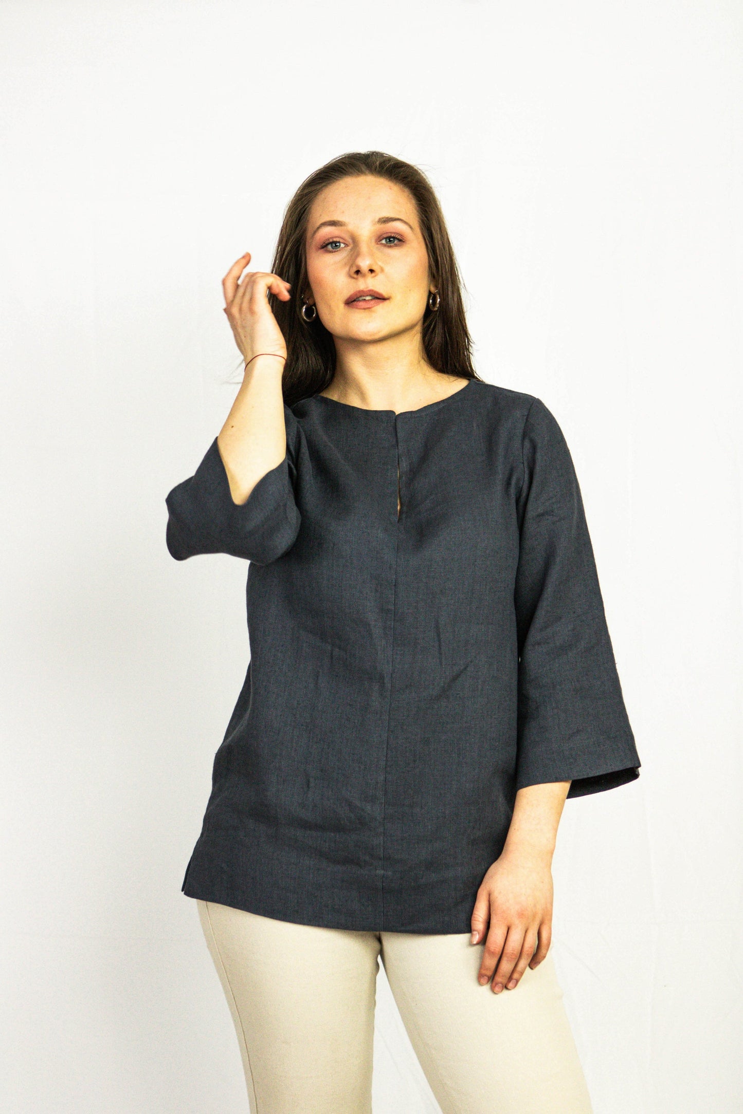 Pellavapaita, oversize - asfaltinharmaa