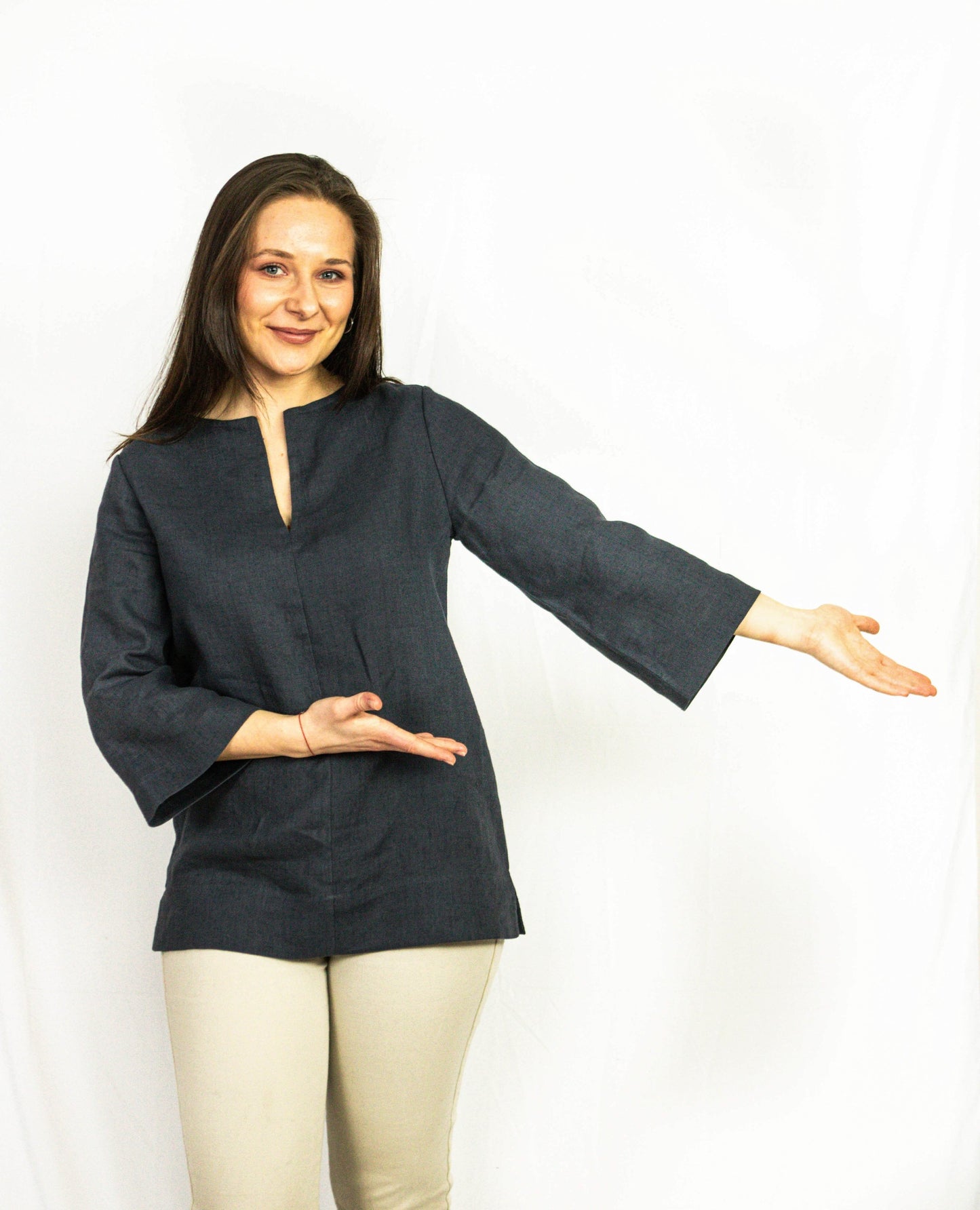 Pellavapaita, oversize - asfaltinharmaa