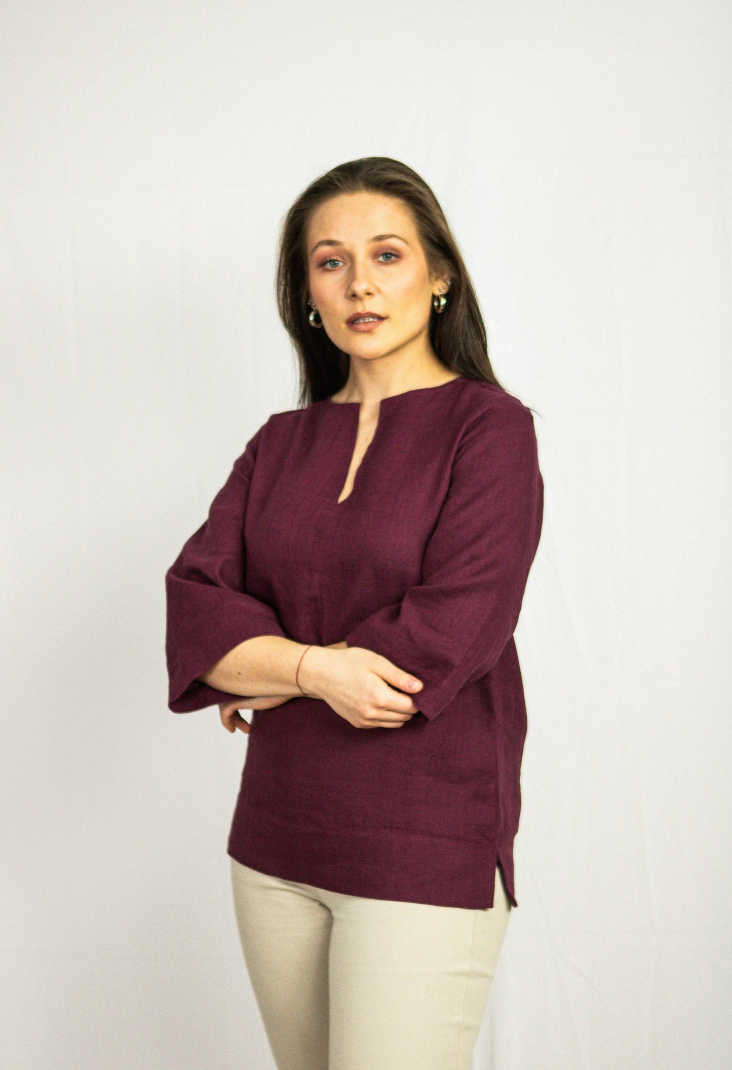 Pellavapaita, oversize - tumma luumu