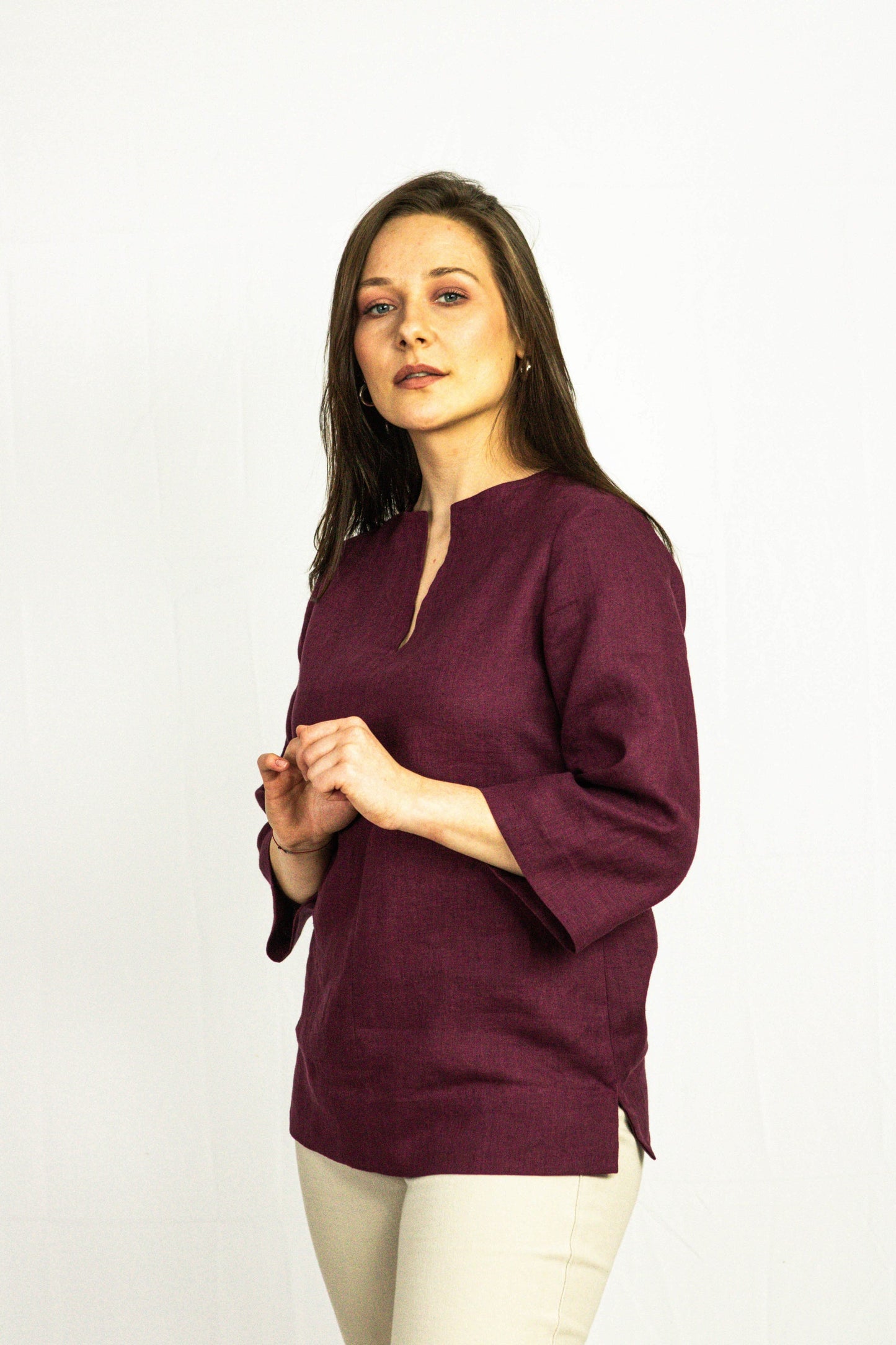 Pellavapaita, oversize - tumma luumu