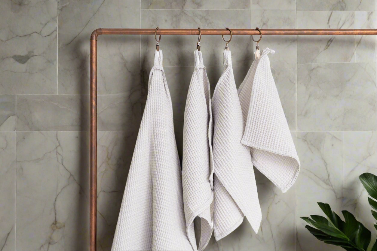 Luomupuuvillainen vohvelipyyhe - vaaleanharmaa, useita kokoja