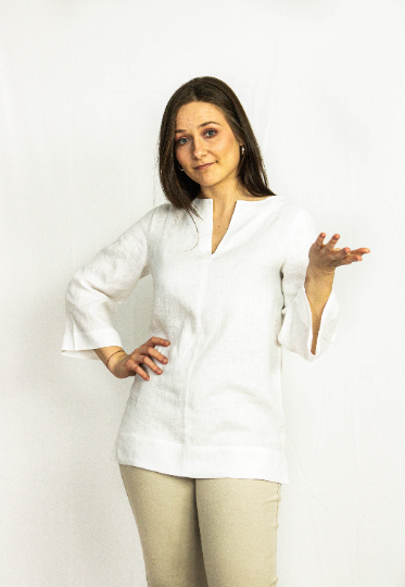 Pellavapaita, oversize - valkoinen