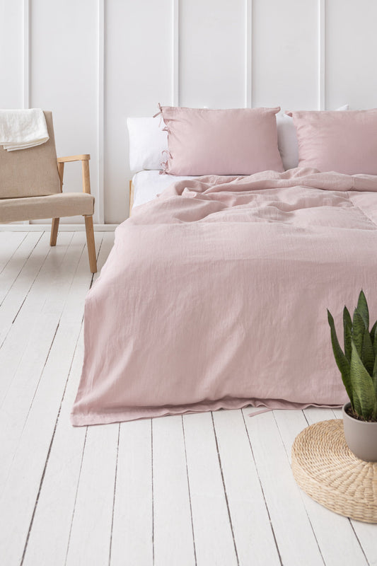 Pellavapussilakana nauhoilla - vaalea pinkki
