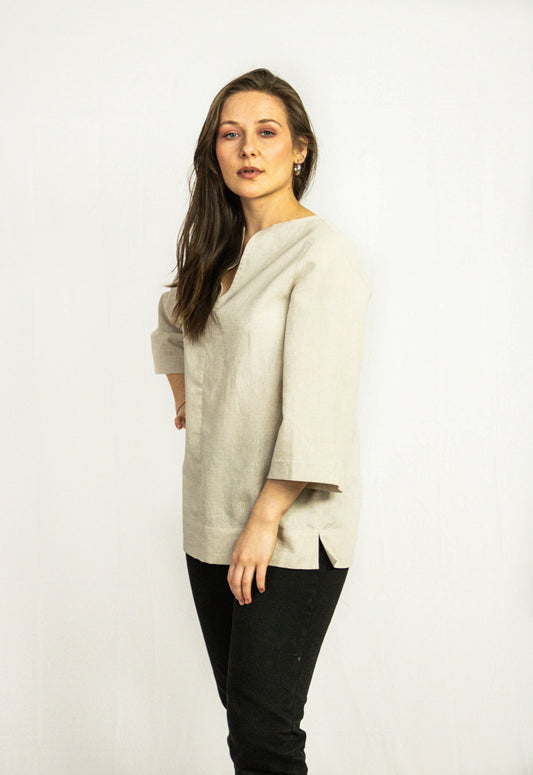 Pellavapaita, oversize - luonnonvaalea