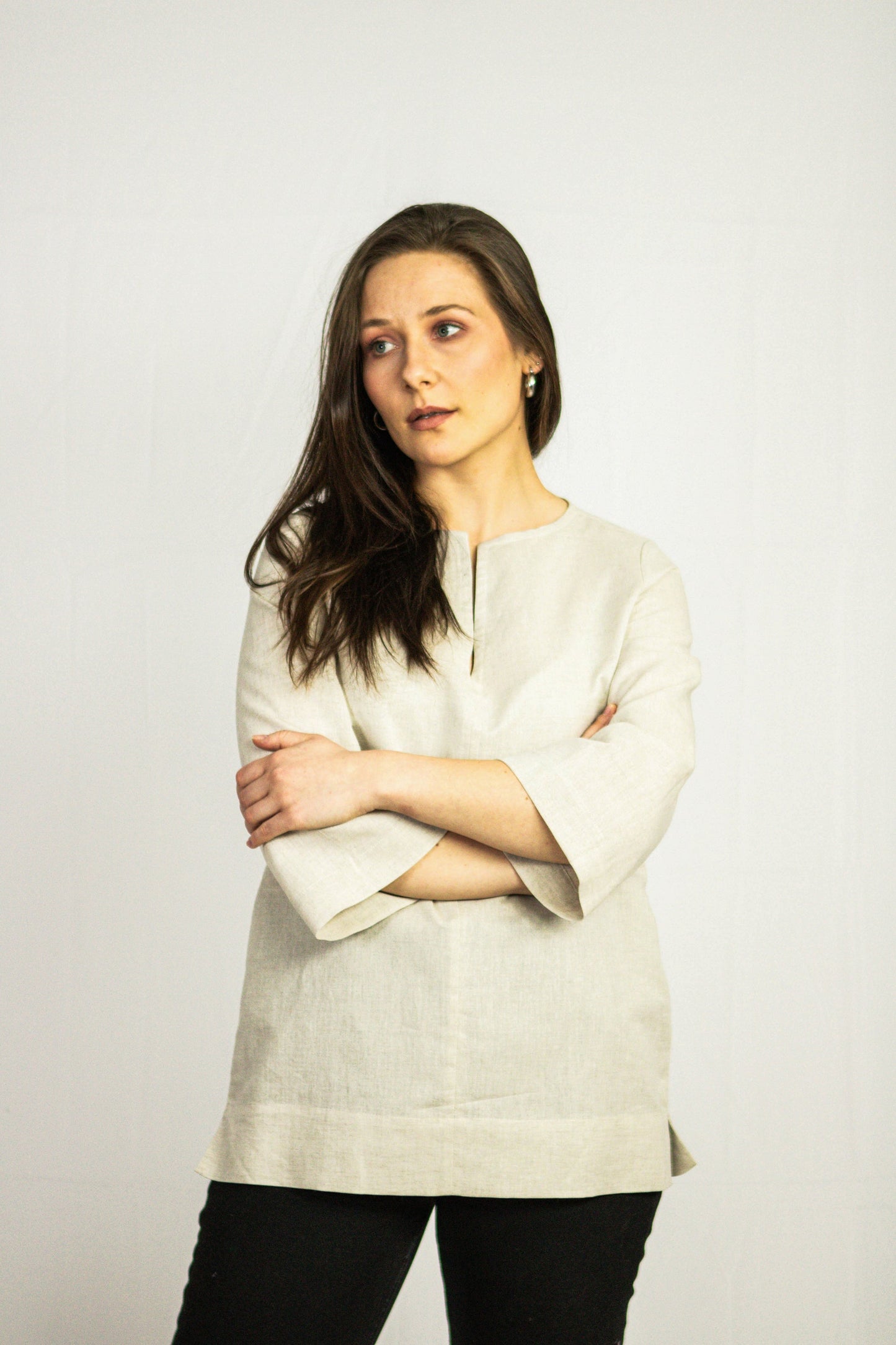 Pellavapaita, oversize - luonnonvaalea