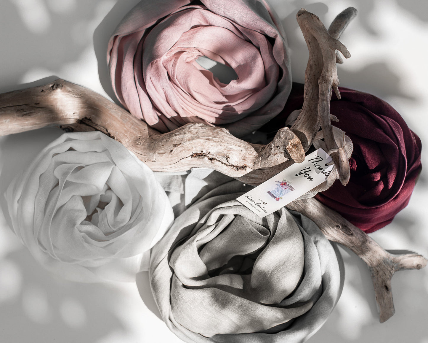 Pellavahuivi - vaalea pinkki