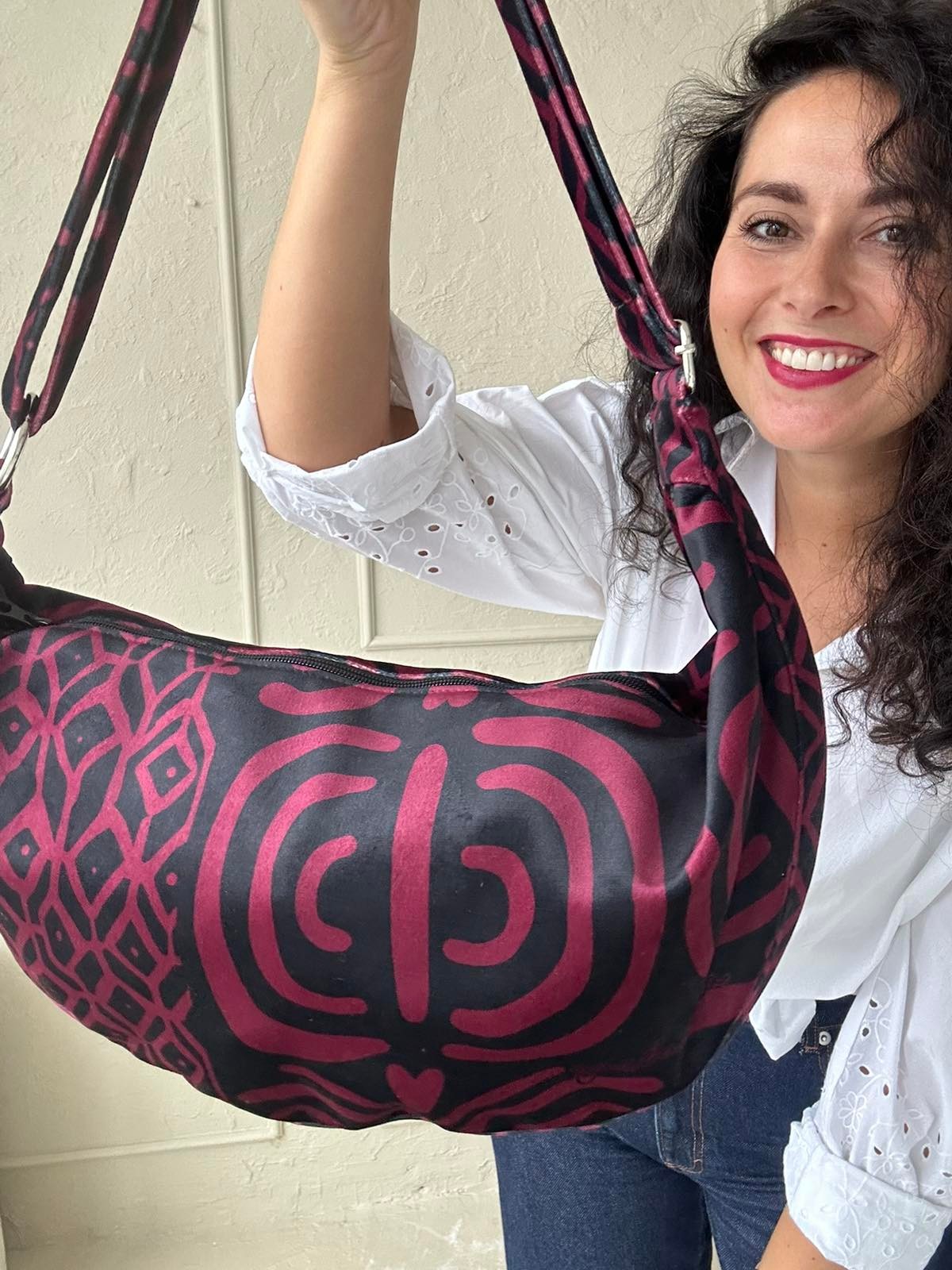 Hobo Bag - Burgundy Pattern