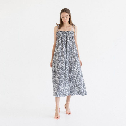 Linen Ballade Dress - Porcelain Flowers