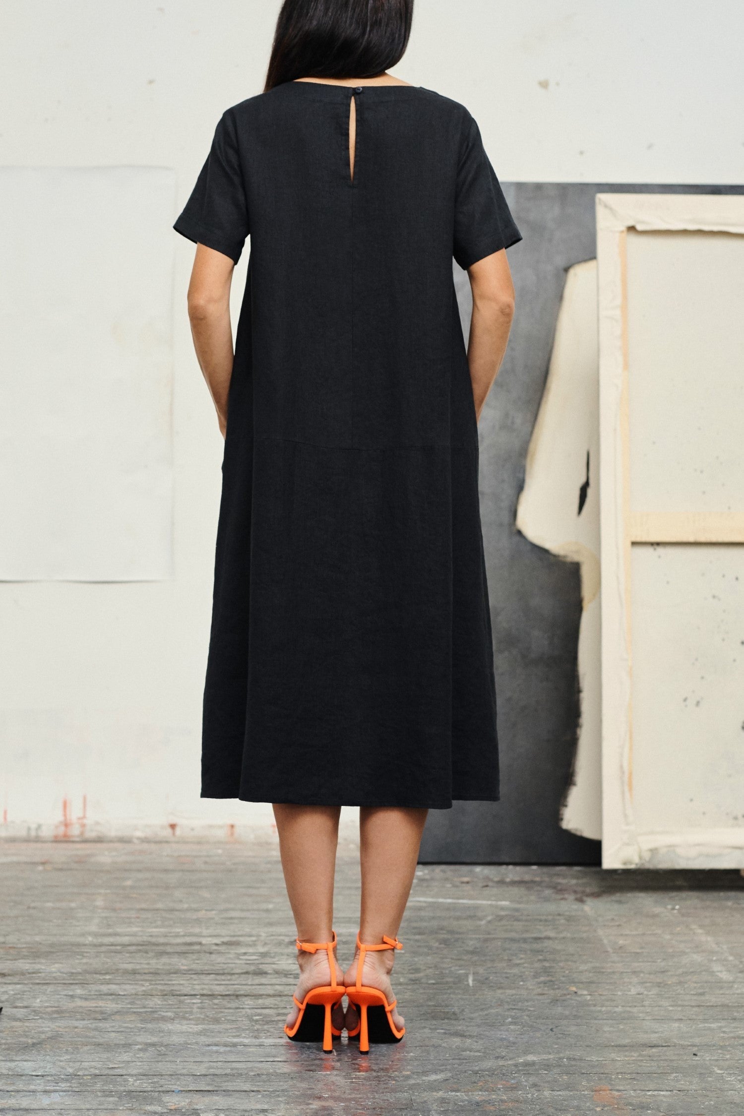 Linen Speedwell Dress - Black