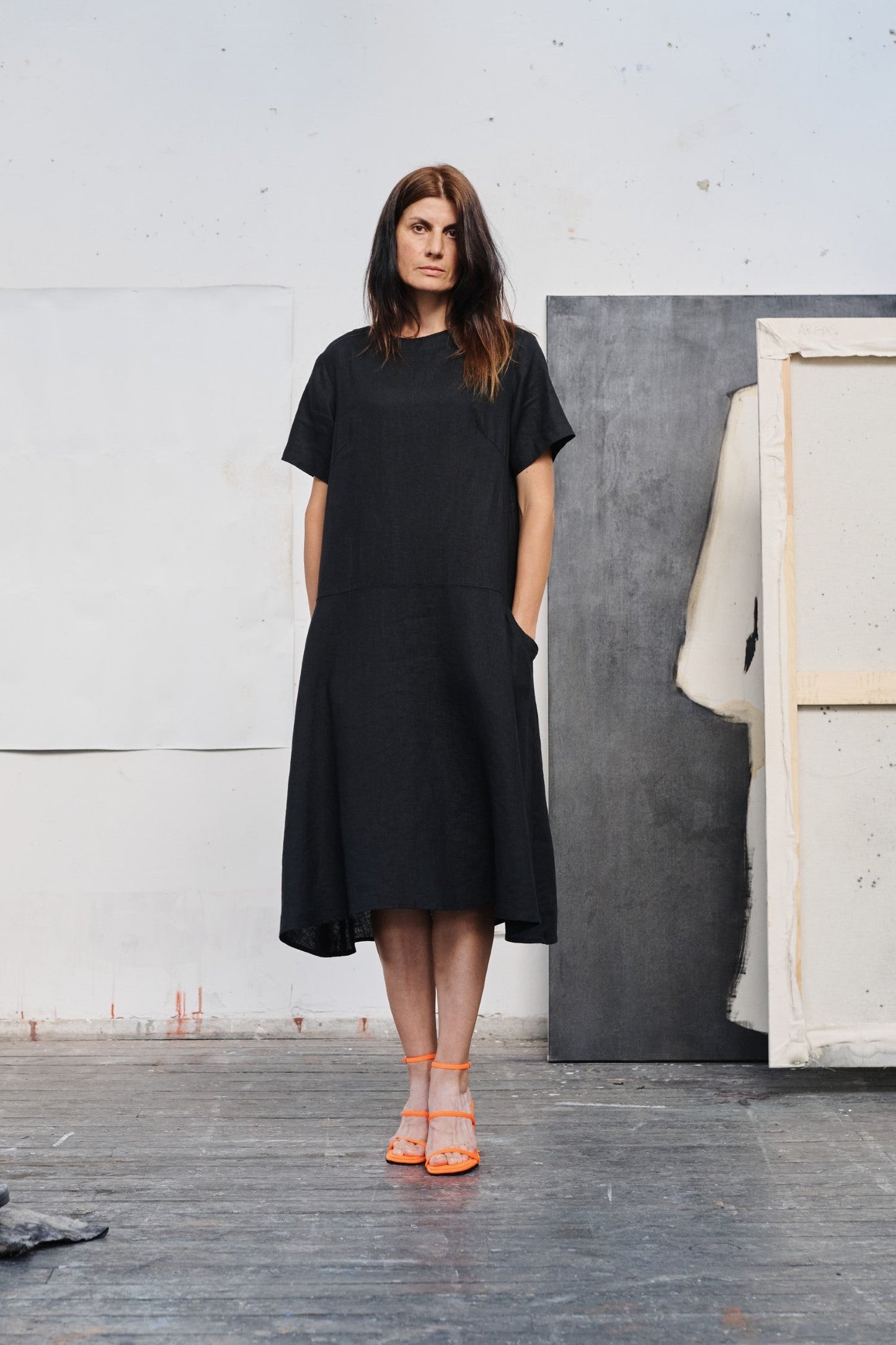 Linen Speedwell Dress - Black