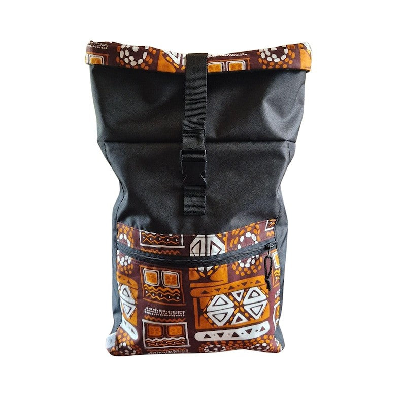 Waterproof Rolltop Backpack - Orange Pattern